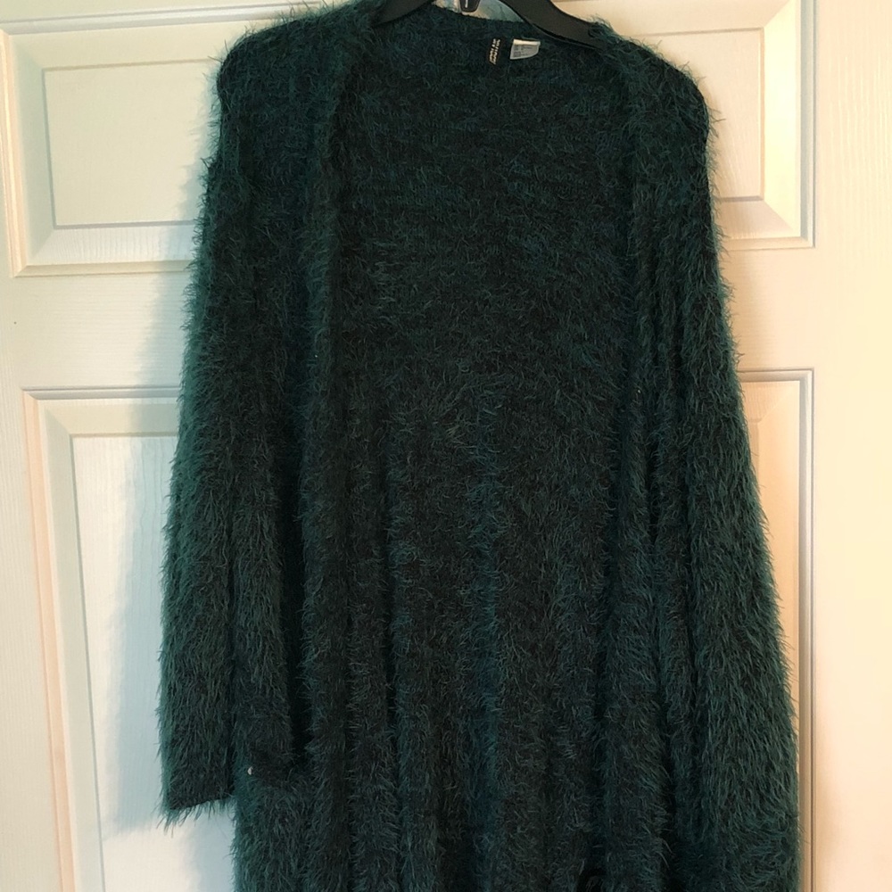 Oversized teal cardigan!
